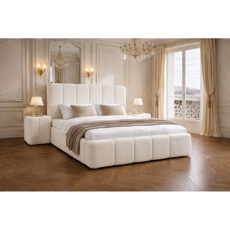 Lit Piano 160x200 a coffres bouclette rase gris