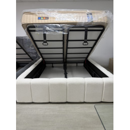 Lit Piano 160x200 a coffres bouclette rase gris