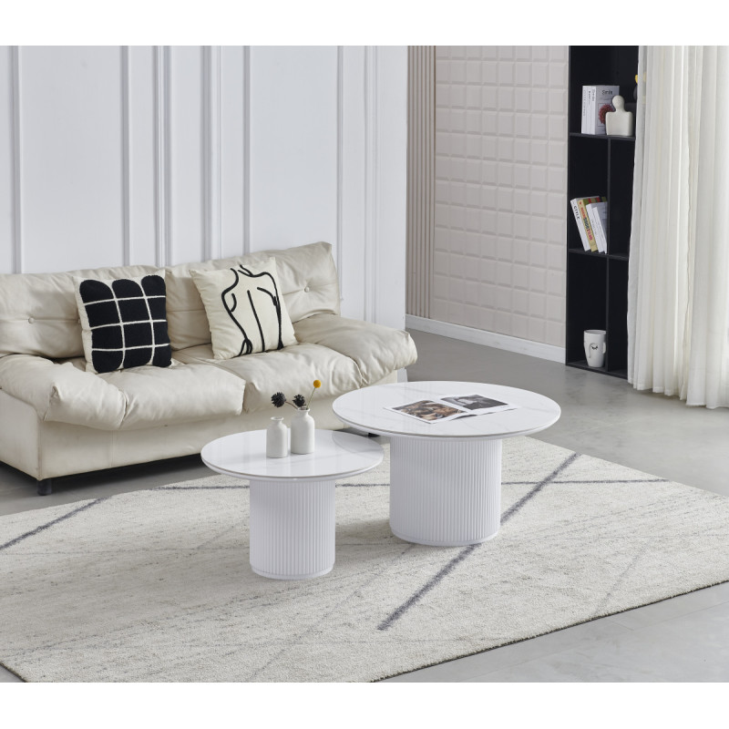 Tables gigognes Pila plateaux ceramique - lot de 2