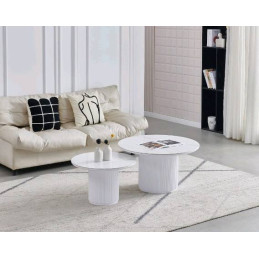 Tables gigognes Pila ceramique aspect marbre, duo