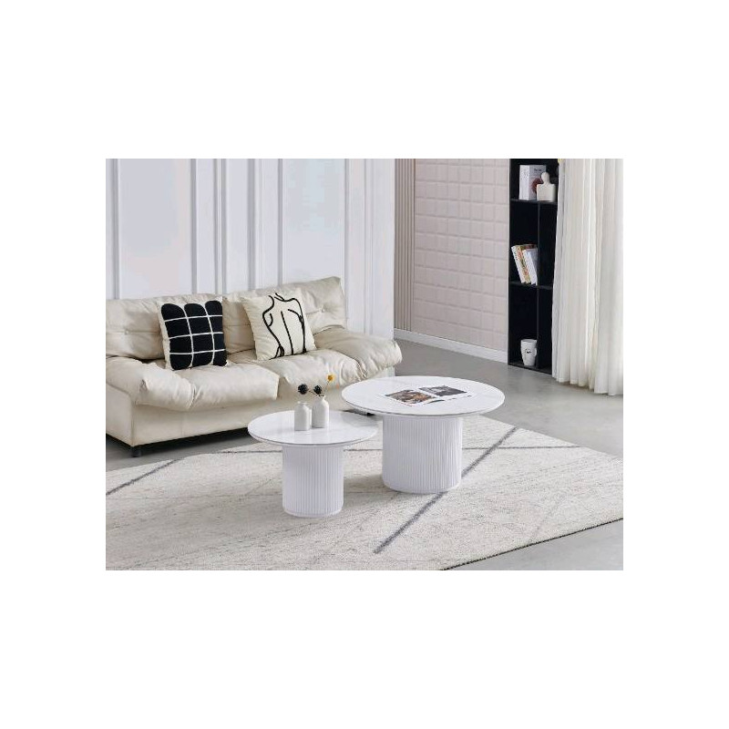 Tables gigognes Pila ceramique aspect marbre, duo