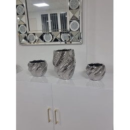 Vase ceramique decoratif argent ou dore