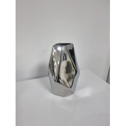 Vase ceramique metallise argent ou dore, grand format