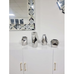 Vase ceramique metallise argent ou dore, grand format