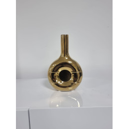 Vase plat ceramique dore ou argent 25 cm