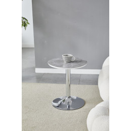 Guéridon Goya argent, plateau céramique 44 cm