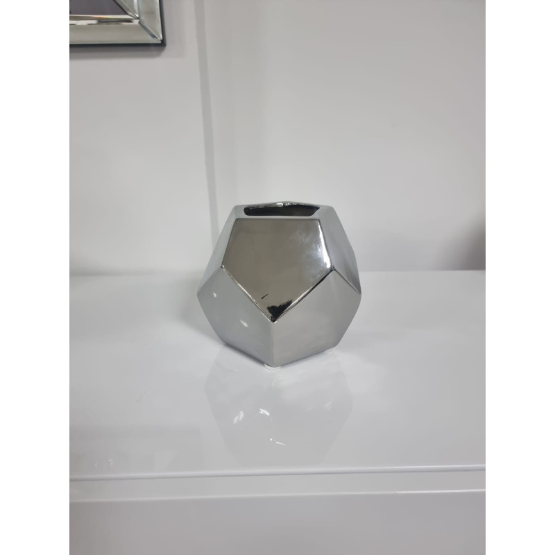 Vase ceramique petit format argent ou dore, 15 cm