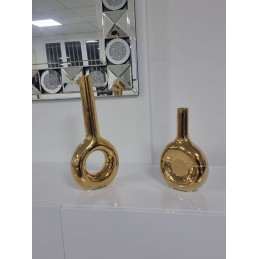 Vase soliflore ceramique metallisee 25 cm