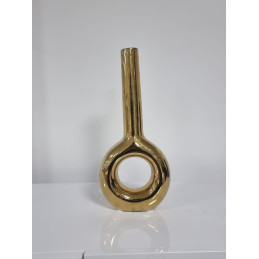 Grand vase fin ceramique or ou argent 38 cm
