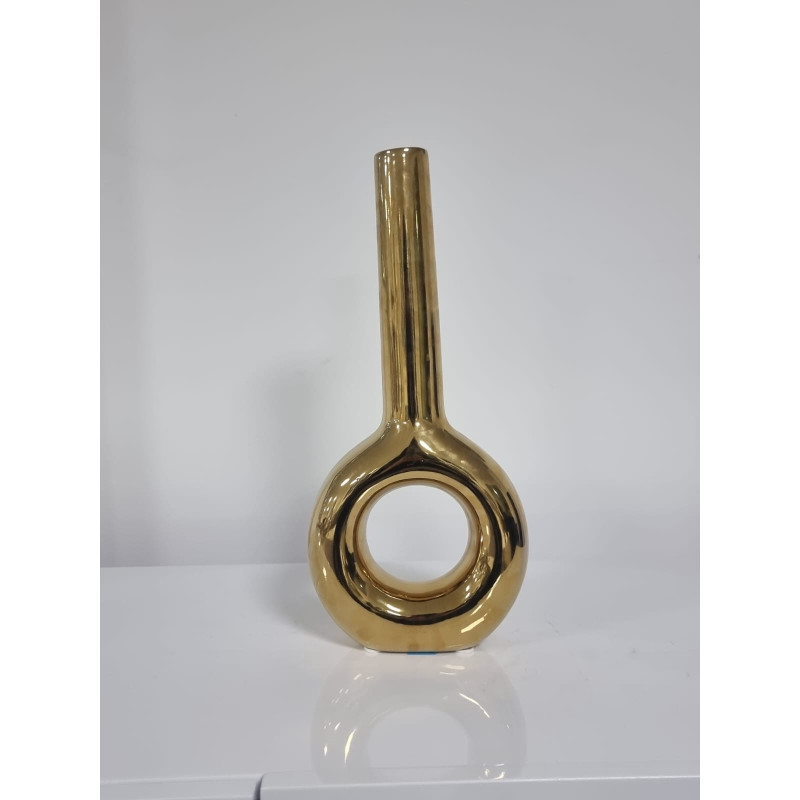 Grand vase fin ceramique or ou argent 38 cm
