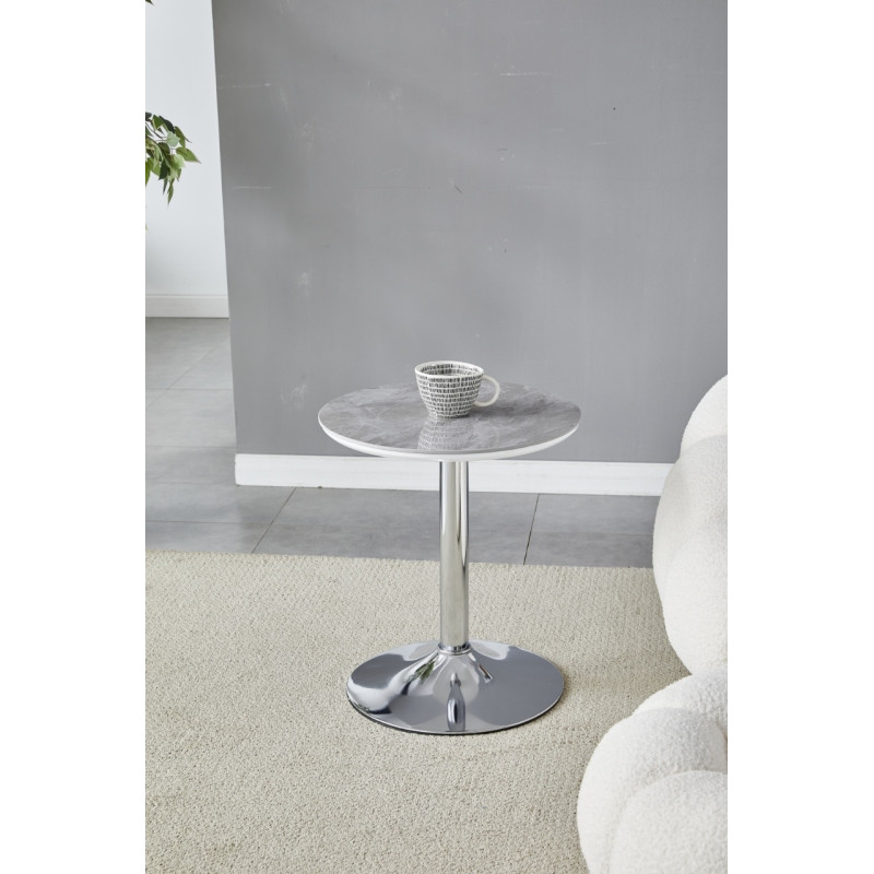 Table d'appoint Goya argent effet marbre 44 cm