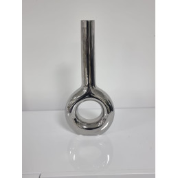 Vase colonne ceramique metallise 38 cm argent or