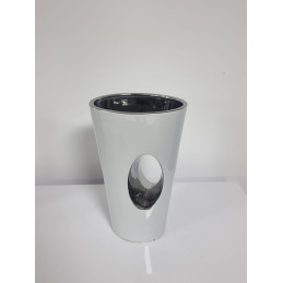 Vase deco galbe ceramique argent ou dore 32 cm