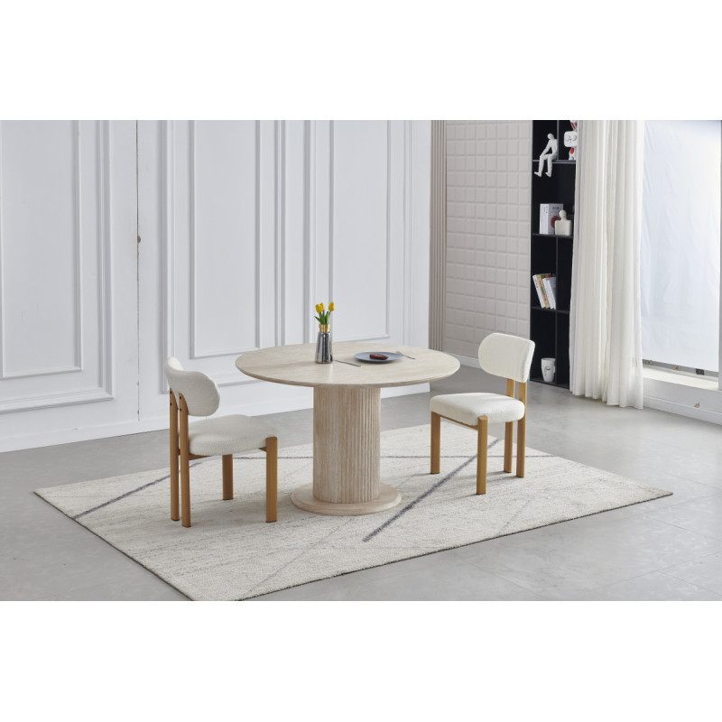 Table a manger ronde Axel effet travertin 100 cm