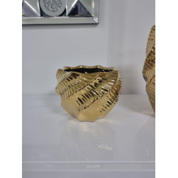 Vase ceramique evase bas dore ou argent, deco design