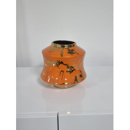 Vase boule ceramique orange decoration 20 cm