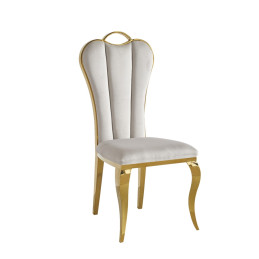 Chaise Alice velours taupe dore, pietement inox
