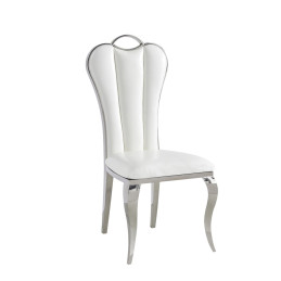 Chaise Alice similicuir, pieds chromes blanc ou noir