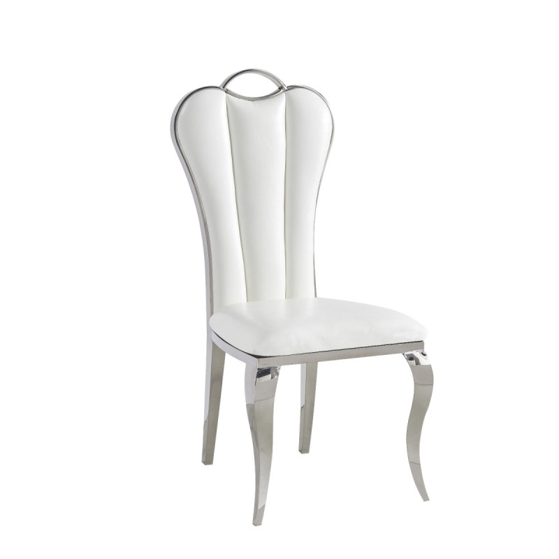 Chaise Alice similicuir, pieds chromes blanc ou noir