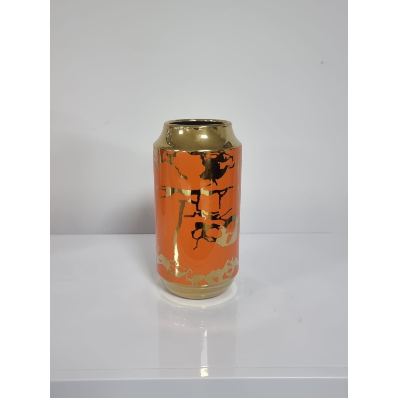 Vase soliflore ceramique orange 25 cm deco