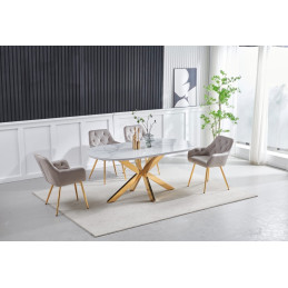 Table a manger ceramique doree Ophelia 150 cm
