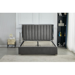 Lit coffre Prince velours 140x190 avec coffre