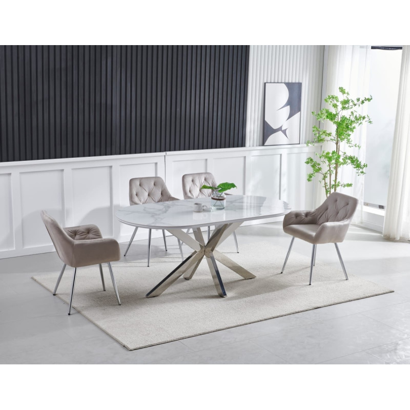 Table ceramique noire Ophelia pied chrome 150 cm