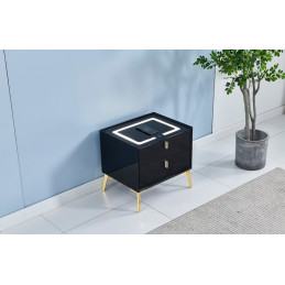 Table de chevet LED chargeur induction, taupe dore