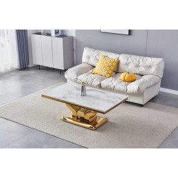 Table basse Trophee marbre et dore 120 cm