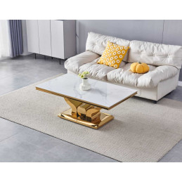 Table basse Trophee effet marbre pied dore