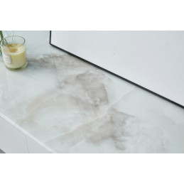 Table a manger Olivia 150 cm effet marbre pied noir