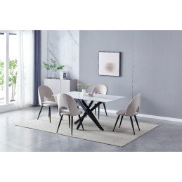 Table a manger Olivia 150 cm effet marbre pied noir