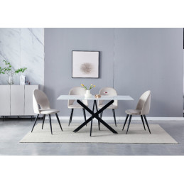 Table a manger Olivia 150 cm effet marbre pied noir