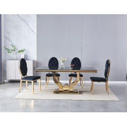 Table a manger Trophee marbre dore 150 cm