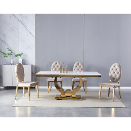 Table a manger Trophee marbre dore 150 cm