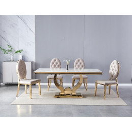 Table a manger Trophee marbre dore 150 cm