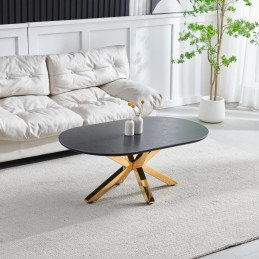 Table basse Ophelia marbre blanc, pied dore