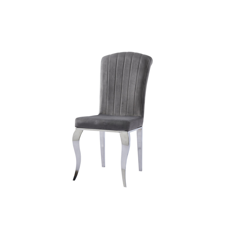 Chaise Nino velours pietement argente