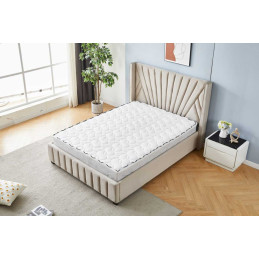 Lit Maria velours 140x190, tete de lit capitonnee