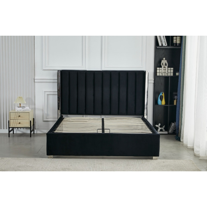 Lit coffre Prince velours 140 cm avec rangement