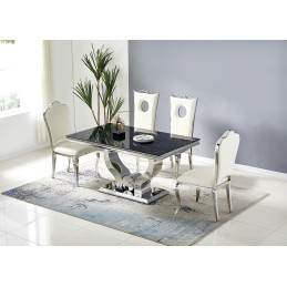 Table a manger Trophee marbre, pied chrome 180