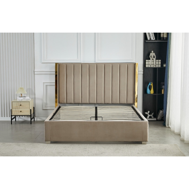 Lit coffre Prince velours 140 cm avec rangement
