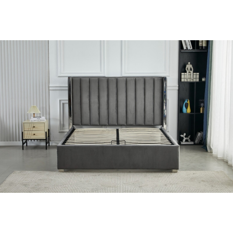 Lit coffre Prince velours 140 cm avec rangement