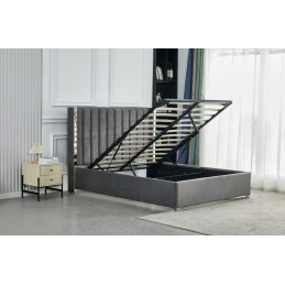 Lit coffre Prince velours 140 cm avec rangement