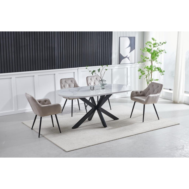Table a manger Ophelia ceramique noir, pied 150