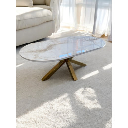 Table basse Ophelia ceramique 120 cm pied dore