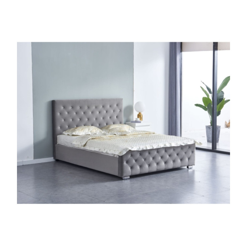 Lit Prestige velours capitonne 140x190 - tete de lit