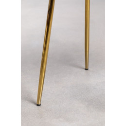 Chaise design velours dossier galbe, pieds dores