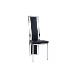 Chaise similicuir noir pietement inox salle a manger