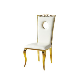 Chaise Royal simili cuir - pieds dores dossier haut